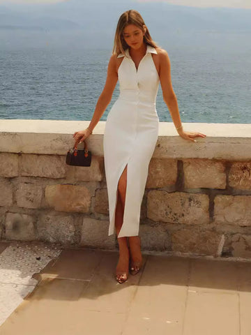 Summer Women's New Temperament Flip-Flops Sexy Solid Dress